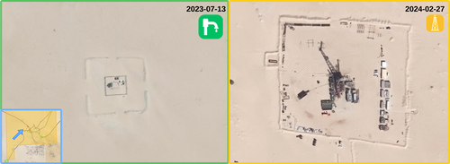 Figure 4.2.6: Previously active well currently under development for infill drilling. Imagery at indicated dates,  Copyright © Maxar.