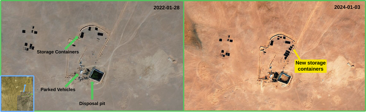 Figure 4.1.3: Active Supporting Infrastructure site connected to exploratory drilling, imagery at indicated dates. Copyright © Maxar.
