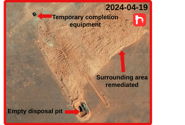 Figure 4.1.4: Inactive well in Area 82-4. It was drilled prior to the civil war, and its infrastructure has remained the same from 2007-2024. Copyright © Maxar 2024.