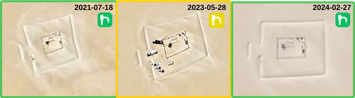 4.2.3: Active well site that underwent maintenance and development in 2023. Copyright © Maxar 2024. Google Earth, 2023 and 2024.