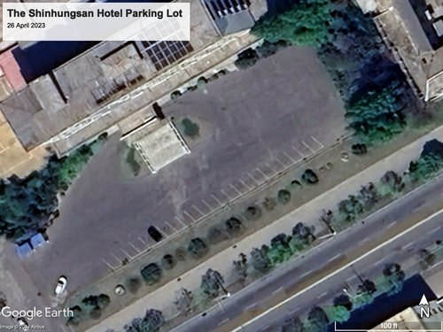 an image of the only lined parking lot in Hamhung