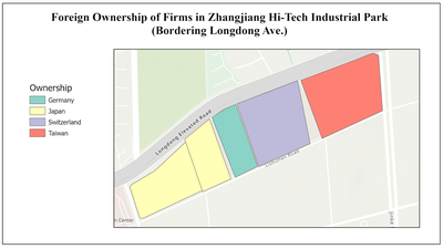 Figure 12: Foreign Ownership of Firms in Zhangjiang Hi-Tech Industrial Park (Bordering Longdong Ave.).