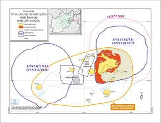 Map of the Mes Aynak area with identified mining areas