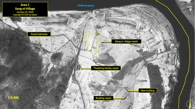 A satellite image of the Sang-ni Village area of North Korea's political prison camp (kwan-li-so) No. 18