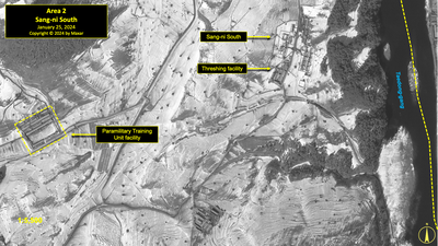 A satellite image of the Sang-ni South Village area of North Korea's political prison camp (kwan-li-so) No. 18