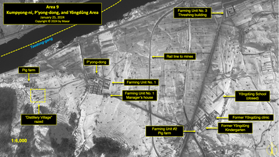 A satellite image of Kumpyong-ni, P’yong-dong, and Yŏngdŭng areas of North Korea's political prison camp (kwan-li-so) No. 18