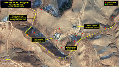 Secure compound in southeastern corner of Kwan-li-so no. 25, November 22, 2023 (Copyright © 2024 by Maxar)