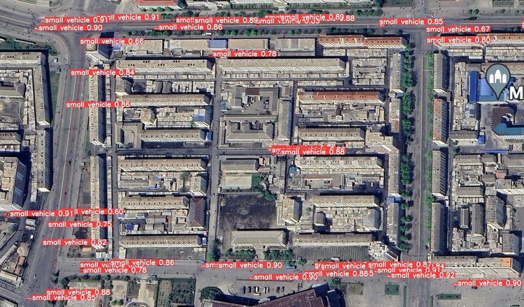 Example of model identifying cars in the Hamhung city center.